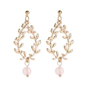 *EDETTA* Gold x Pink Leaf Fashion Earrings